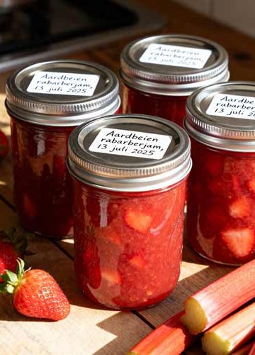 Aardbeien rabarberjam maken
