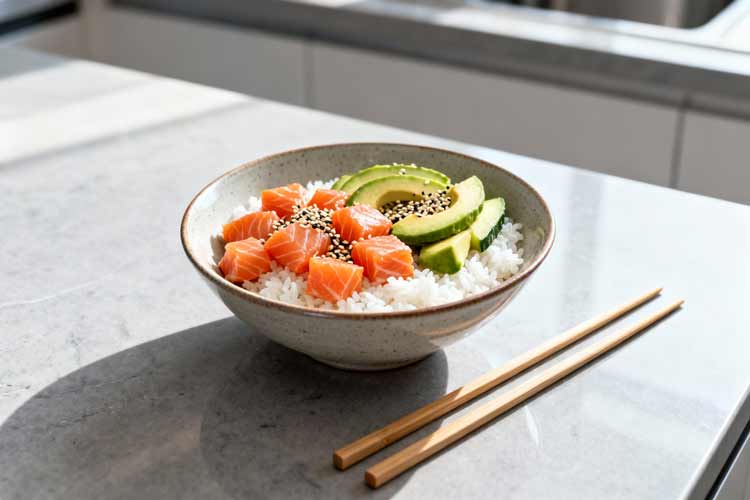 Poké bowl met rijst