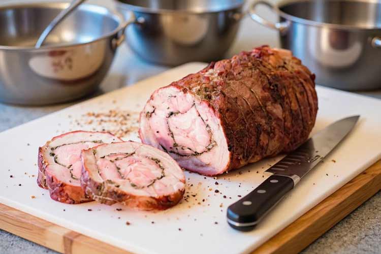 Varkensrollade bakken